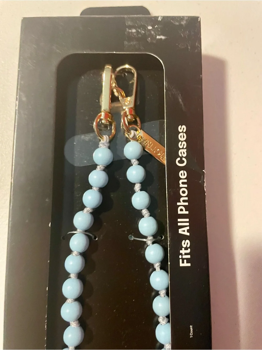 NWT Hello Lux Blue Beaded Phone Crossbody Strap Universal Chain Lanyard